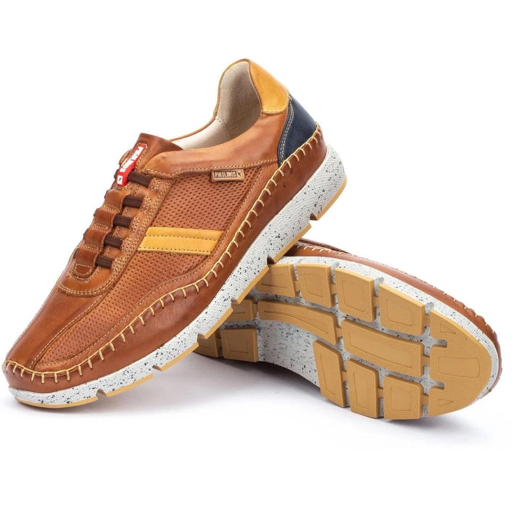 PIKOLINOS Fuencarral Men’s Slip On Sneakers Brown Tan Leather. Size 41 EU